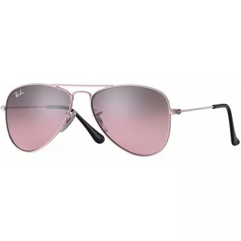 Óculos de sol de criança Ray-Ban Junior RJ9506S2117E5, retangulares, armação rosa transparente, lentes rosa degradê castanho-claro, 52/14/125 mm