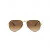 Ray-Ban RB3689 Aviator Óculos de sol Armação dourada Lentes castanhas degradê 58/14/140 mm