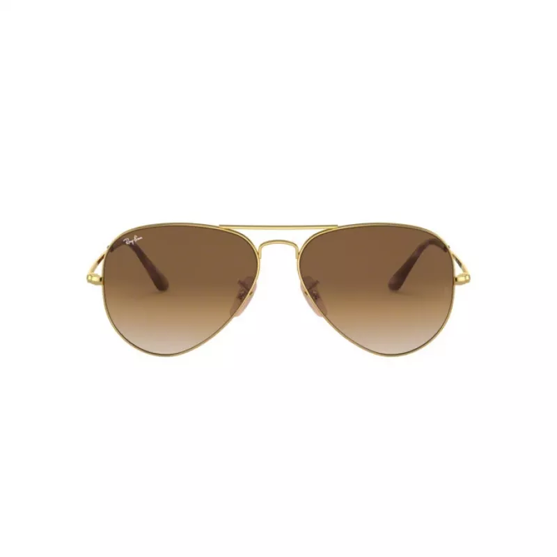 Ray-Ban RB3689 Aviator Óculos de sol Armação dourada Lentes castanhas degradê 58/14/140 mm