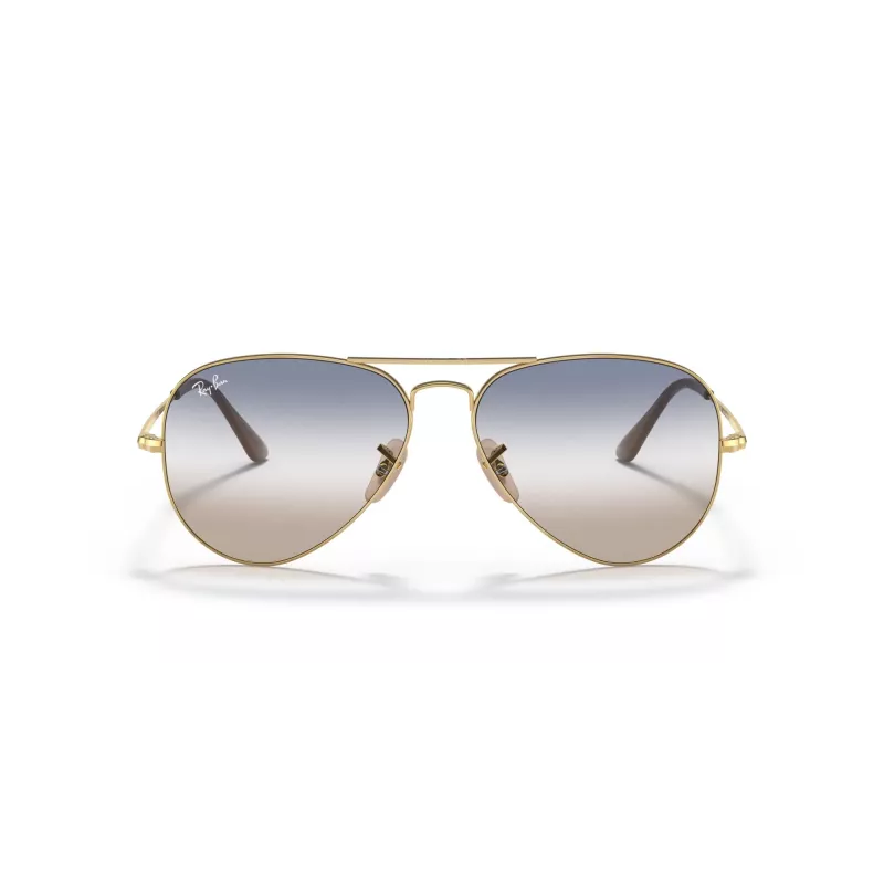 Óculos de sol Ray-Ban RB3689 Aviator Titanium armação dourada lente verde G-15 58mm