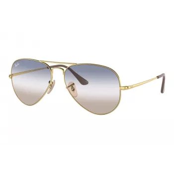 Óculos de sol Ray-Ban RB3689 Aviator Titanium armação dourada lente verde G-15 58mm