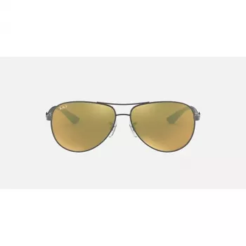 Óculos de sol Ray-Ban RB8313 Chromance Aviator gunmetal verde espelhado polarizados 61mm