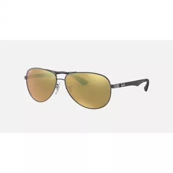 Óculos de sol Ray-Ban RB8313 Chromance Aviator gunmetal verde espelhado polarizados 61mm