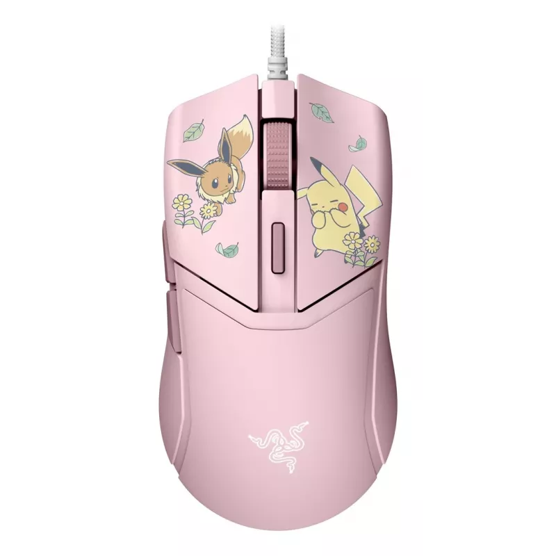 Razer Cobra – Edição Pikachu & Eevee Rato gaming com fio, sensor ótico 8500 DPI, iluminação inferior Chroma RGB, 6 botões programáveis, simétrico para destros