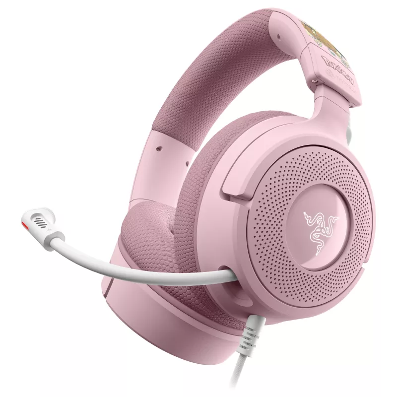 Razer Kraken V4 X Pokemon Pikachu & Eevee Edition Auscultadores gaming com fio, USB-C, 40 mm