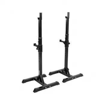 REBEL ACTIVE Suporte de barra ajustável / Rack de agachamento - Capacidade de 200 kg, 10 níveis de altura, Preto/Vermelho