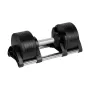 Haltere curto ajustável em ferro fundido REBEL ACTIVE 24 kg, disco rotativo Quick-Select, passos de 2 kg, preto
