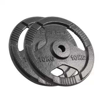 REBEL ACTIVE Conjunto de pesos em ferro fundido 2x10kg, furo 31mm, discos com pegas, preto