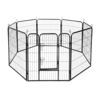 REBEL ANIMALS Parque modular para cães XL, 8 painéis 80x100 cm, aço, preto