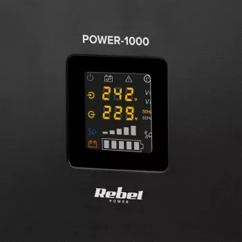 Fonte de alimentação de emergência de parede Rebel POWER-1000 – inversor de onda sinusoidal pura com função de carregamento 12V, 230V, 1000VA/700W