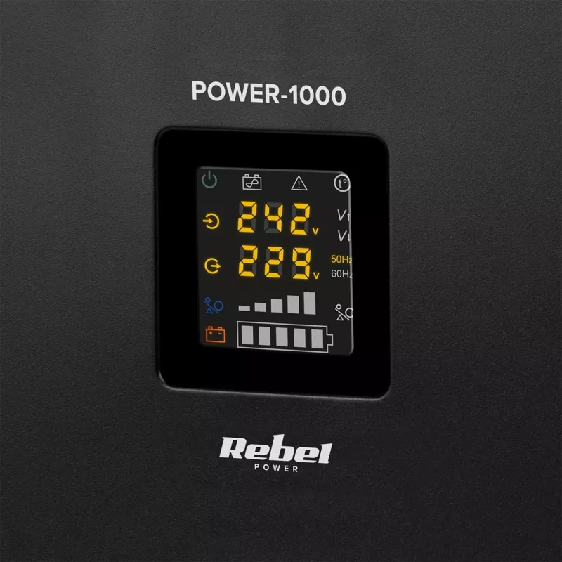 Fonte de alimentação de emergência de parede Rebel POWER-1000 – inversor de onda sinusoidal pura com função de carregamento 12V, 230V, 1000VA/700W