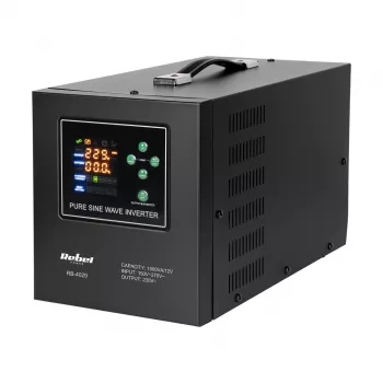 Rebel POWER-1500-LFP4 Fonte de alimentação de emergência – Inversor de onda sinusoidal pura com função de carregamento 12V, 230V, 1500VA/1050W