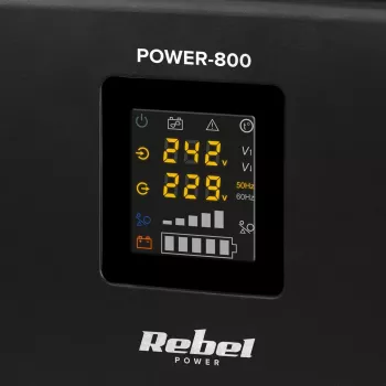 Fonte de alimentação de emergência de parede Rebel POWER-800 – inversor de onda sinusoidal pura com função de carregamento 12V, 230V, 800VA/500W