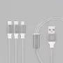 Cabo Recci Universal Delicate RCS-H120 3 em 1 Micro USB + 2 x Lightning de carregamento rápido 1,2 m Cinzento
