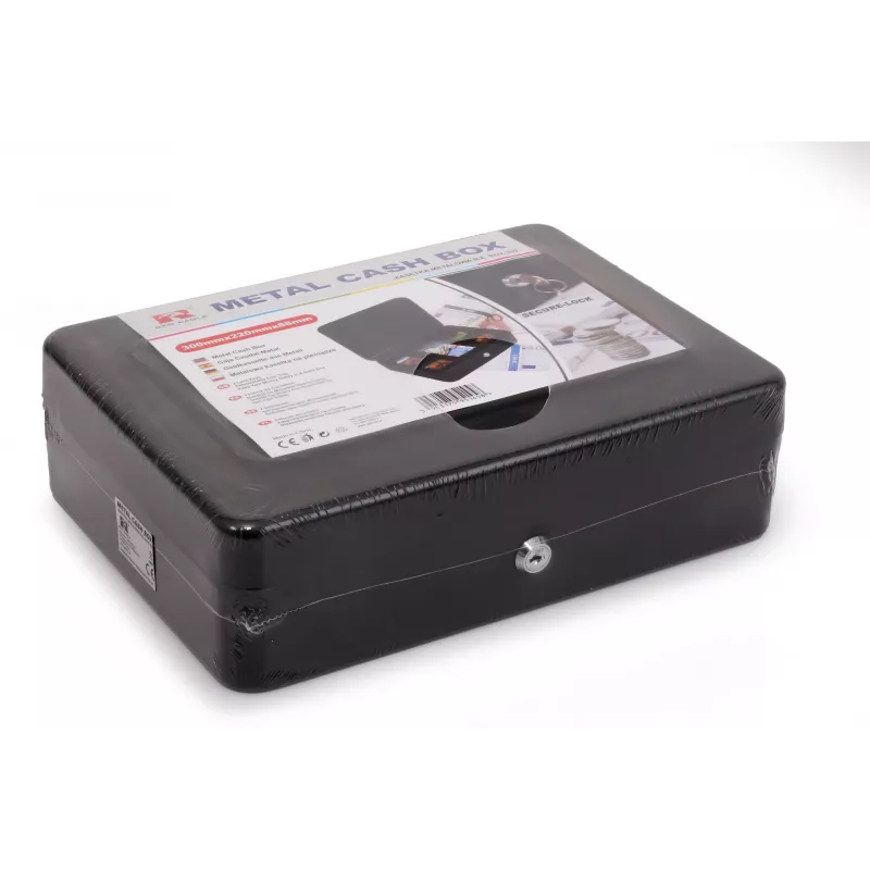 RED EAGLE BOX-300 caixa de dinheiro metálica com fechadura de chave, preto, aço