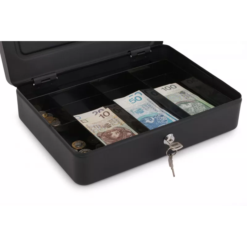 RED EAGLE BOX-300 caixa de dinheiro metálica com fechadura de chave, preto, aço