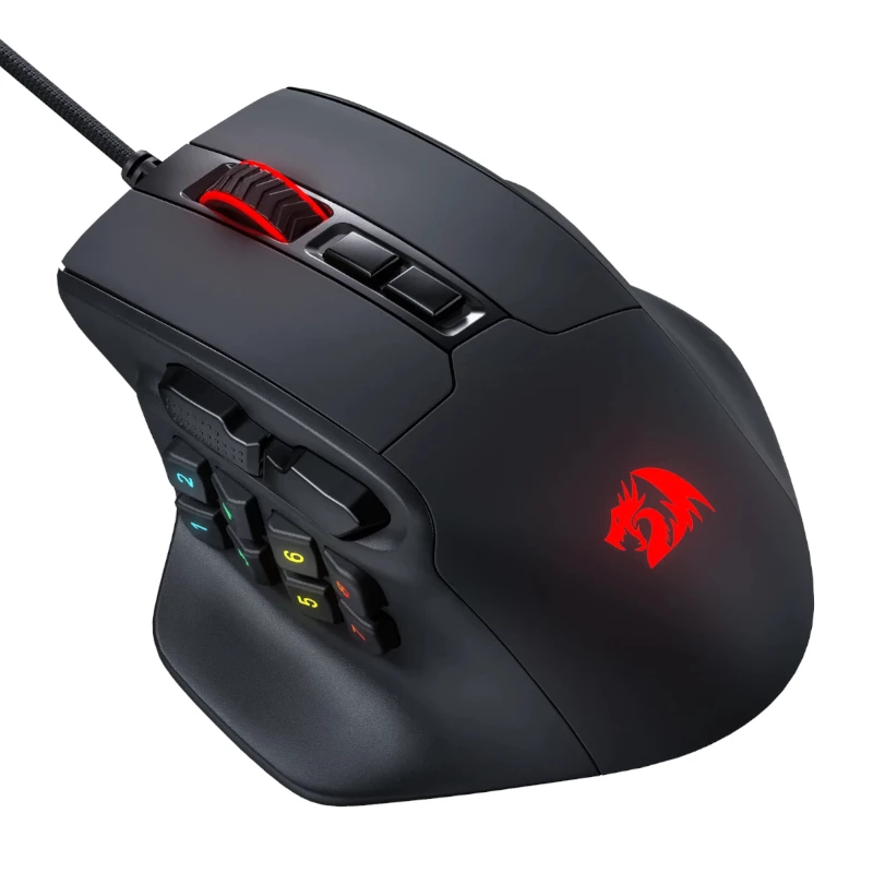 REDRAGON Aatrox 6200DP RGB rato gaming MMO - preto