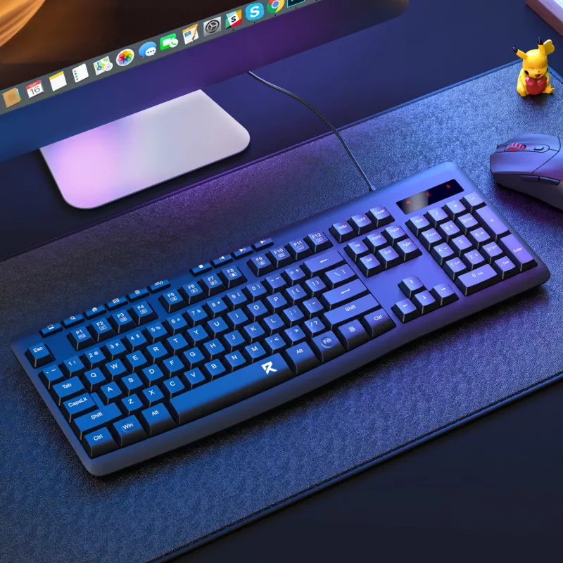 Redragon BK-7366 Teclado de escritório com fios membrana ergonómico tamanho completo - Preto