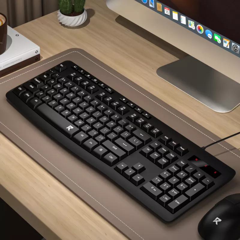 Redragon BK-7366 Teclado de escritório com fios membrana ergonómico tamanho completo - Preto