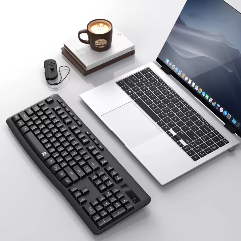 Redragon BK-7367 Teclado de escritório sem fios de membrana ergonómico tamanho completo - Preto