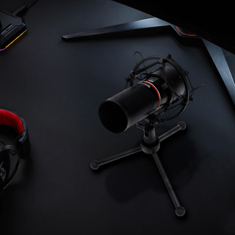 REDRAGON BLAZAR Microfone gaming USB cardioide e tripé, Preto