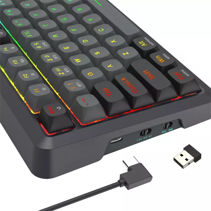 Redragon BRAGI PRO K688 98+1 Teclado mecânico sem fios Gasket (Triple Mode, RGB, Hot-Swappable, Cream Linear Switches)