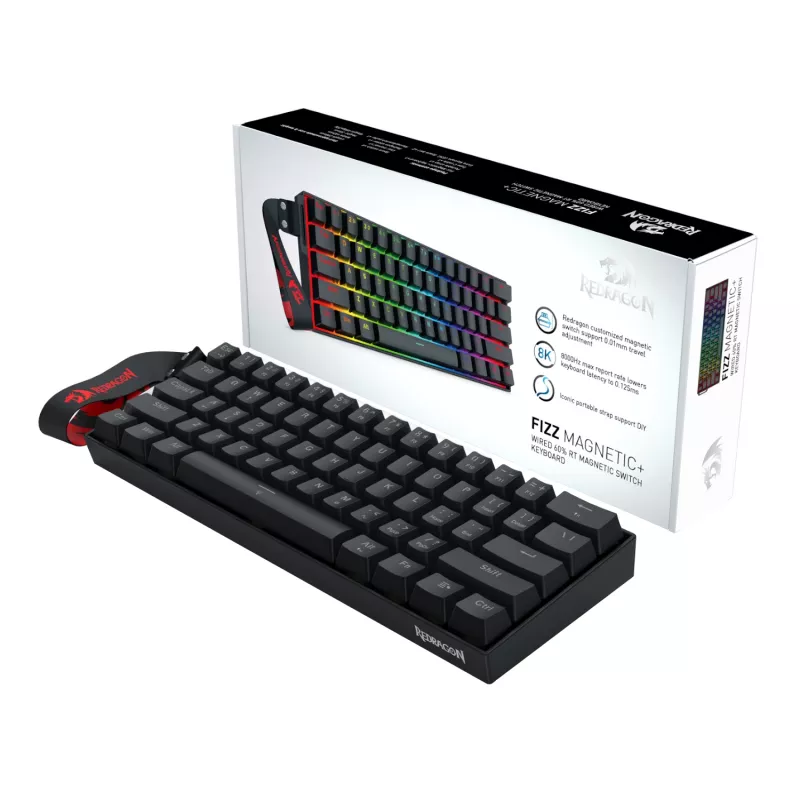 Teclado Gaming Redragon FIZZ Magnetic Plus 60% RGB - Preto