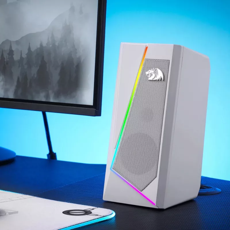 Redragon GS20W ANVIL Colunas estéreo RGB 2.0 para PC 3W - brancas