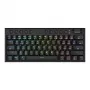 Teclado de gaming mecânico low profile sem fios tri-mode REDRAGON Horus Mini Pro 61 teclas RGB - preto (Red Switch)