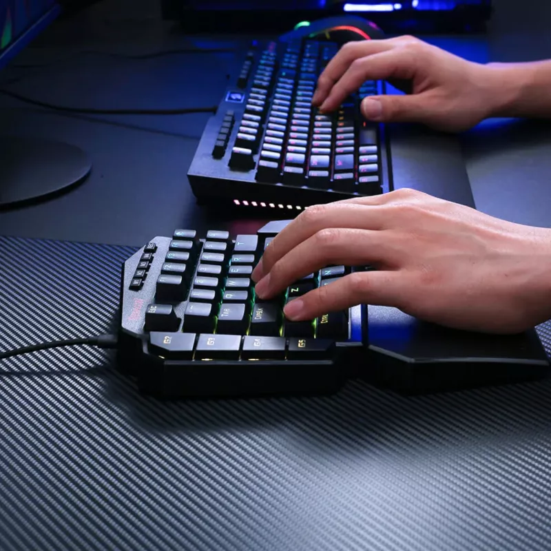 Teclado gaming mecânico sem fios Redragon K585 DITI ELITE PRO RGB 40% - switches azuis