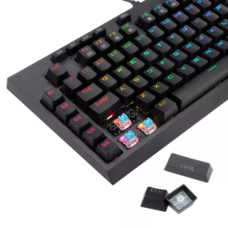 Teclado gaming mecânico com fios Redragon K588 RGB Pro BROADSWORD TKL - preto