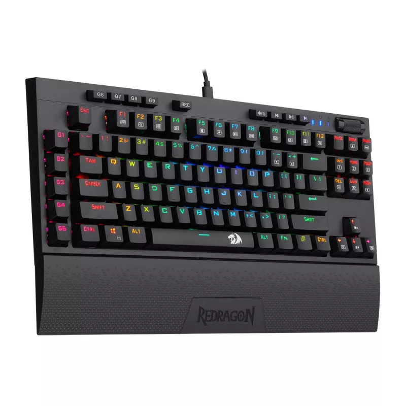 Teclado gaming mecânico com fios Redragon K588 RGB Pro BROADSWORD TKL - preto