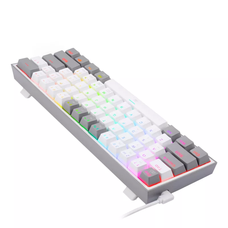 Redragon K617 FIZZ Teclado gaming RGB com fios 60% - branco/cinzento