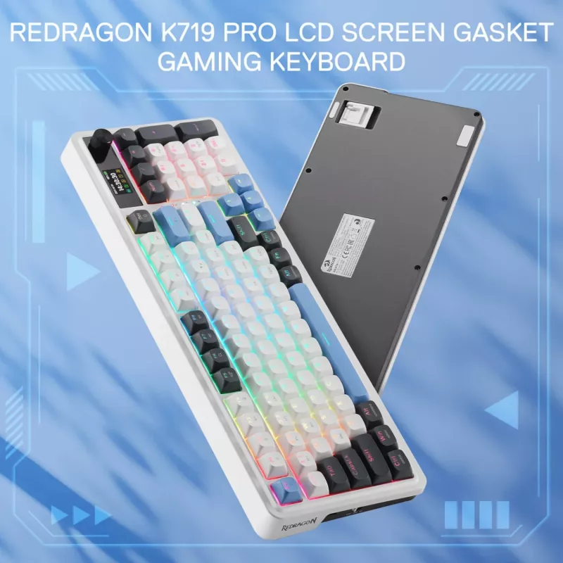 Redragon K719WGB GALATIN RGB PRO teclado de gaming mecânico sem fios de tamanho completo - branco