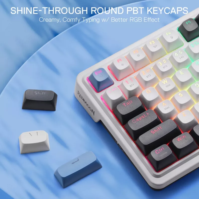Redragon K719WGB GALATIN RGB PRO teclado de gaming mecânico sem fios de tamanho completo - branco