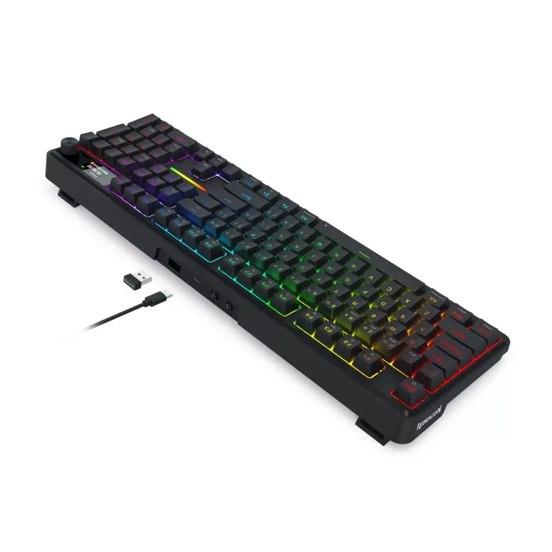 Redragon K762 TERRAFLARE PRO Teclado gaming sem fios RGB Gasket - 75% 82 teclas, tri-modo, hot-swappable, Double-Shot PBT, preto
