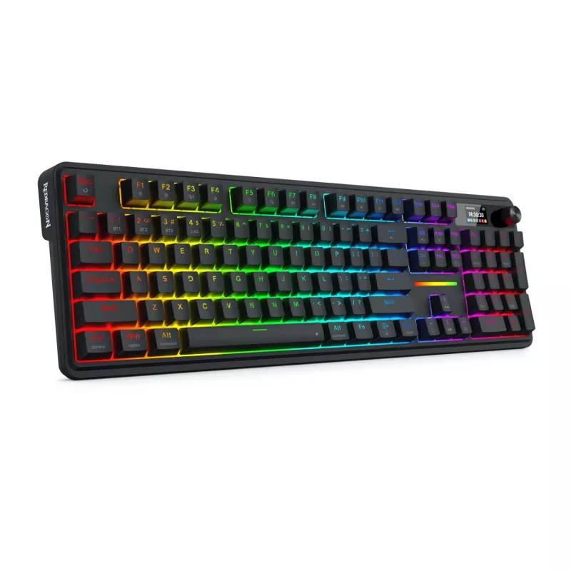 Redragon K762 TERRAFLARE PRO Teclado gaming sem fios RGB Gasket - 75% 82 teclas, tri-modo, hot-swappable, Double-Shot PBT, preto