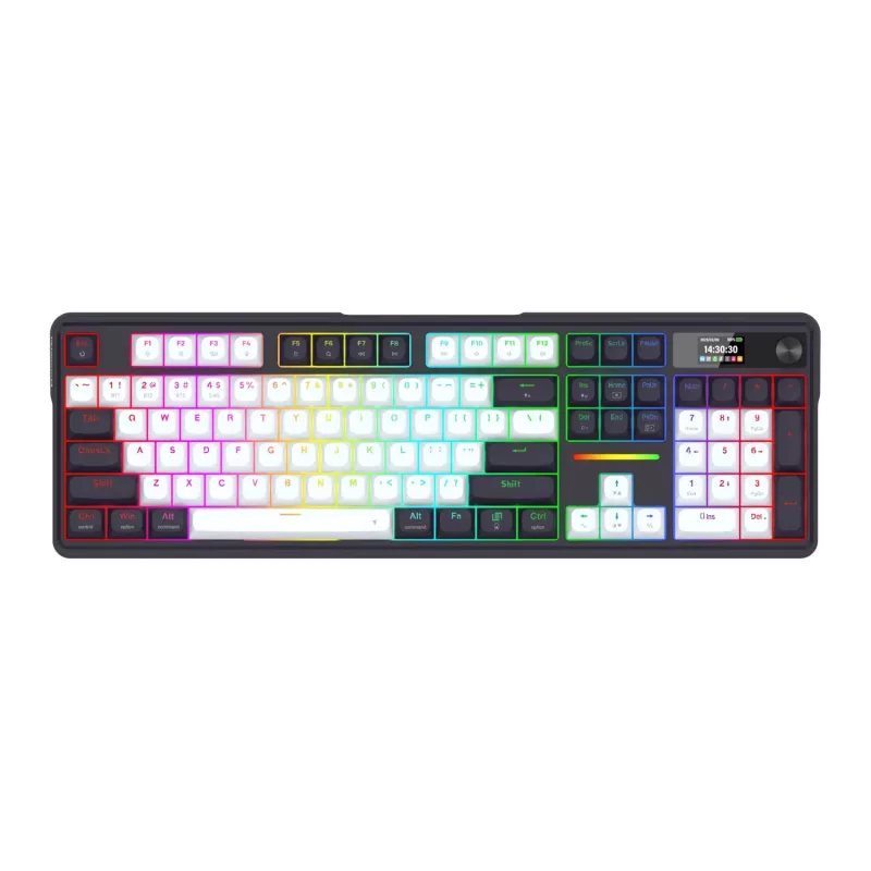 Teclado mecânico gasket full-size Redragon K762WB-RGB-PRO LCD - preto