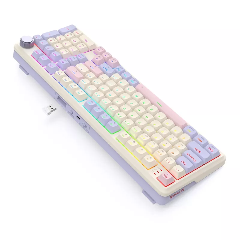 Redragon K768VI-WL Eisa 100 Teclado gaming sem fios, Lilac