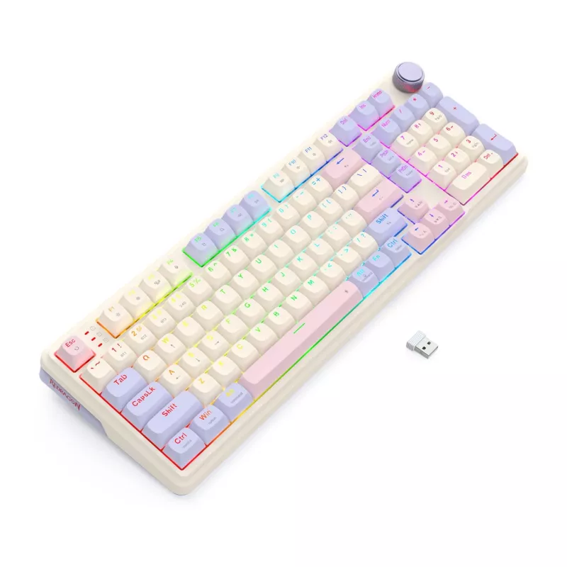 Redragon K768VI-WL Eisa 100 Teclado gaming sem fios, Lilac