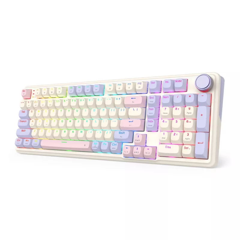 Redragon K768VI-WL Eisa 100 Teclado gaming sem fios, Lilac