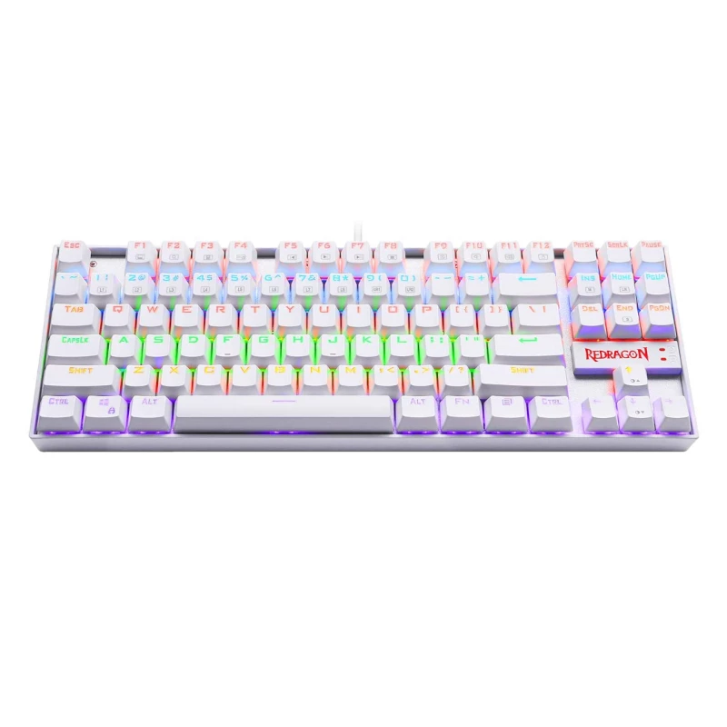 Teclado de gaming mecânico Redragon KUMARA 87 teclas com retroiluminação RGB - branco