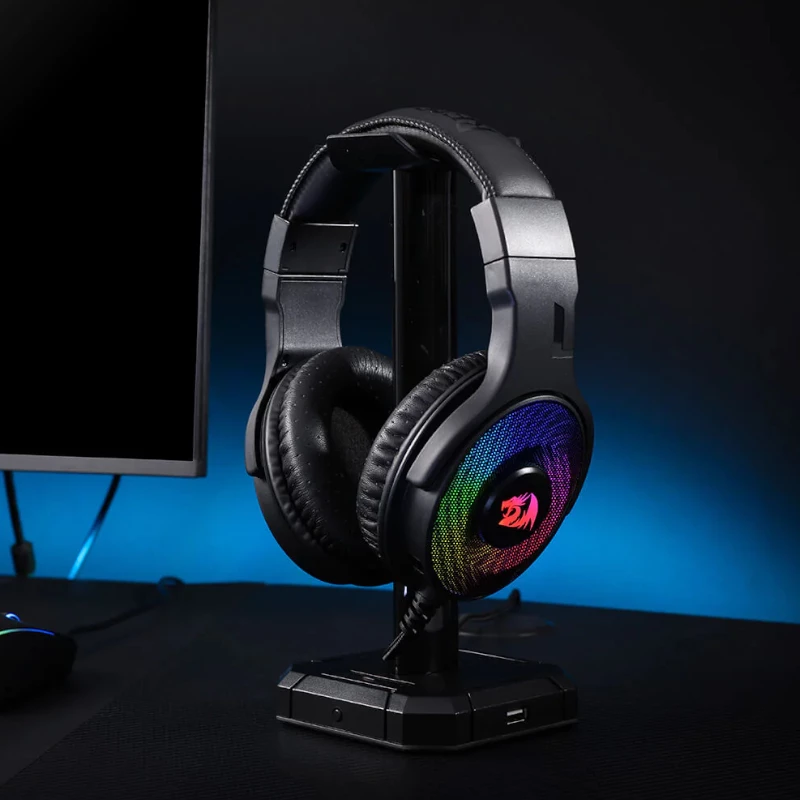 Redragon Pandora Auscultadores gaming Over-Ear RGB, USB (apenas alimentação) / Aux (microfone e auscultadores), preto