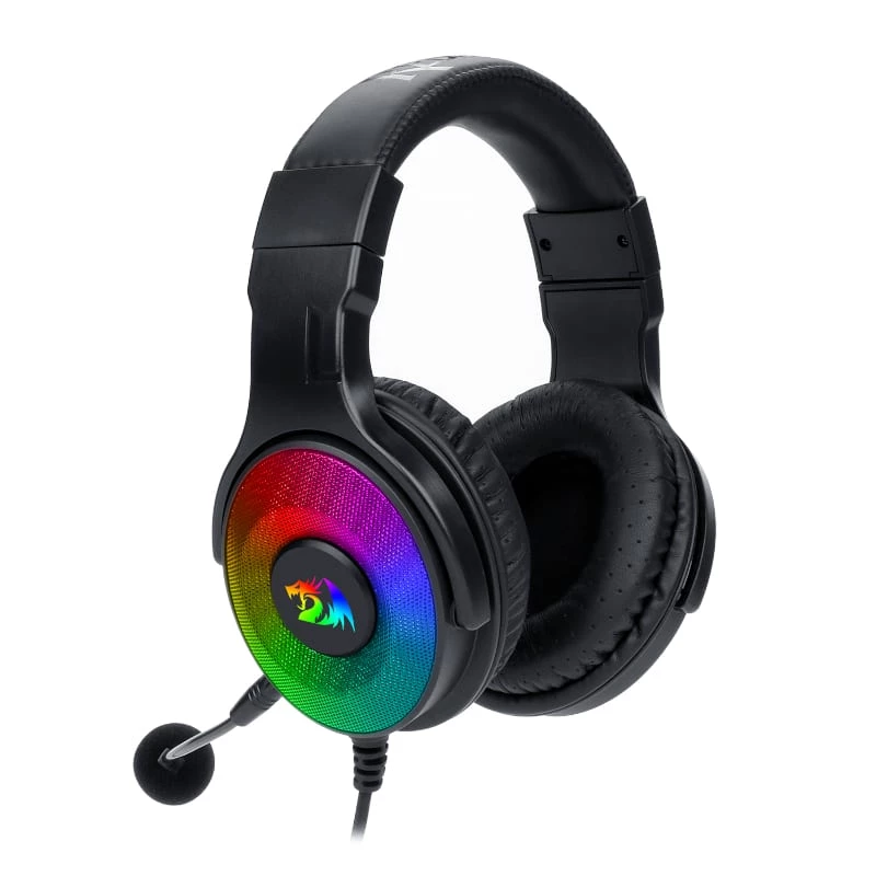 Redragon Pandora Auscultadores gaming Over-Ear RGB, USB (apenas alimentação) / Aux (microfone e auscultadores), preto