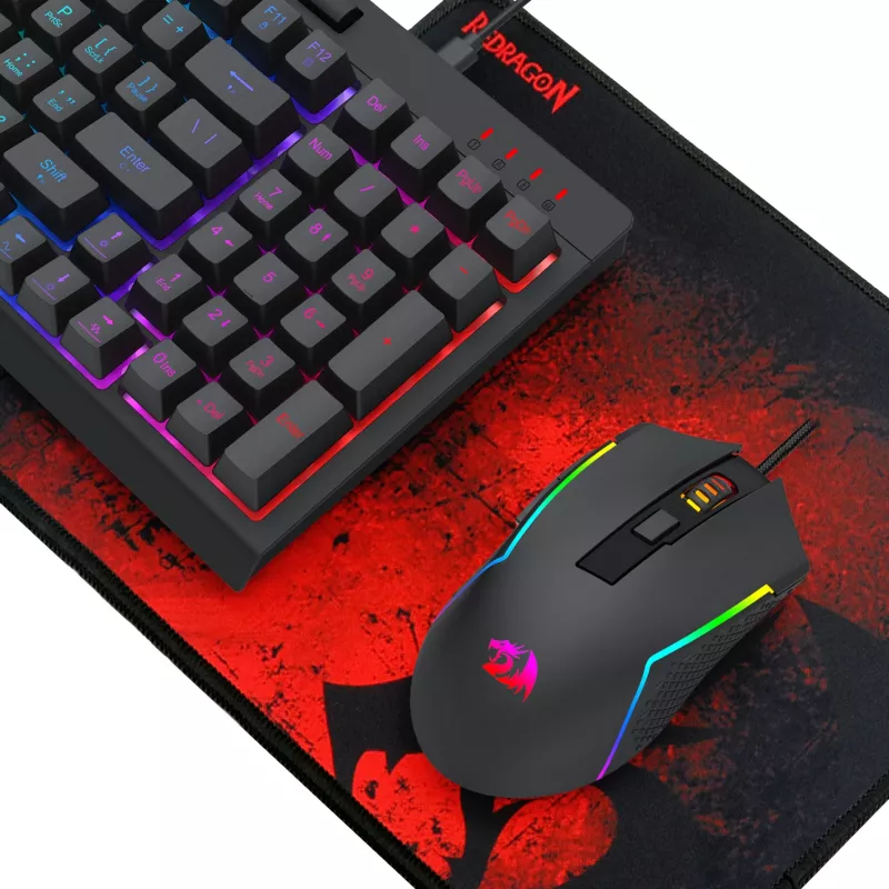 Combo de gaming 4 em 1 Redragon RD-S149: teclado RGB, rato ótico, headset e tapete de rato