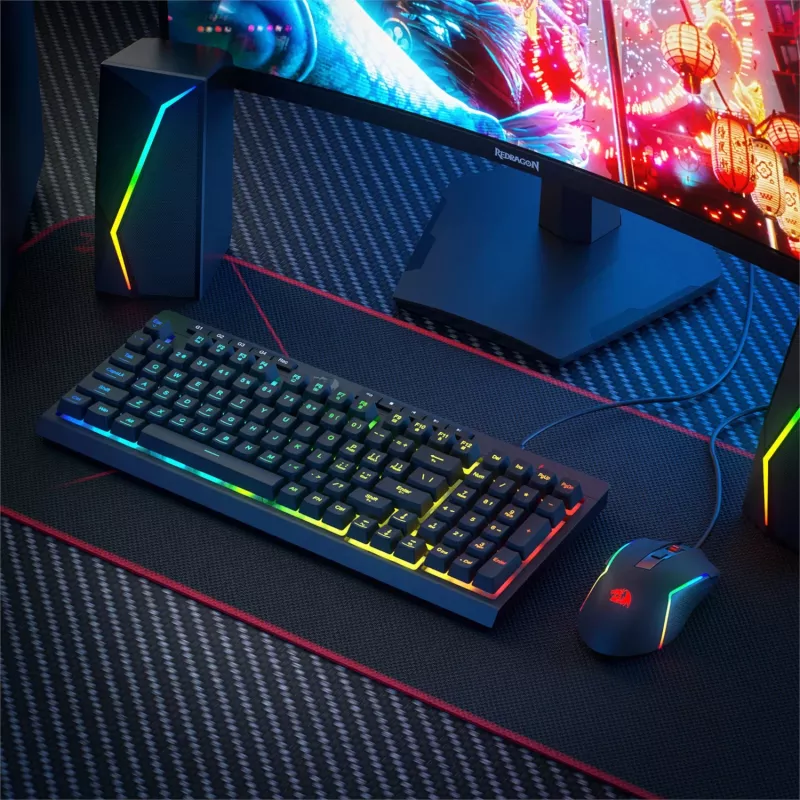 Redragon RYLO S141 Teclado e rato gaming de membrana com fio Combo