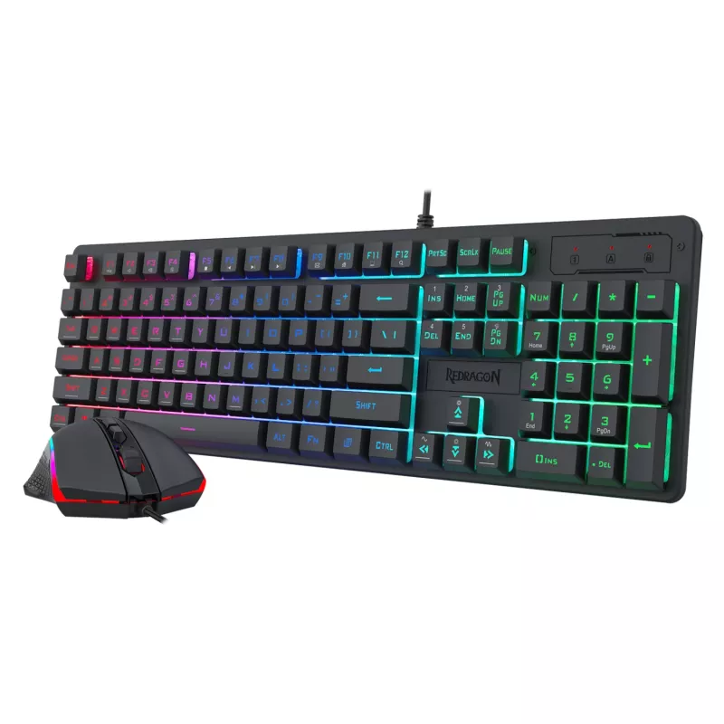 Conjunto Redragon S107 RGB Gaming Essentials de teclado e rato gaming com fios