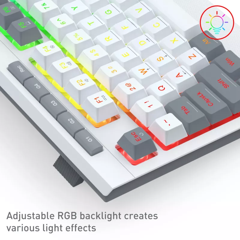 Conjunto de Teclado e Rato Gaming RGB com Fios Redragon S151 - Branco e Cinzento