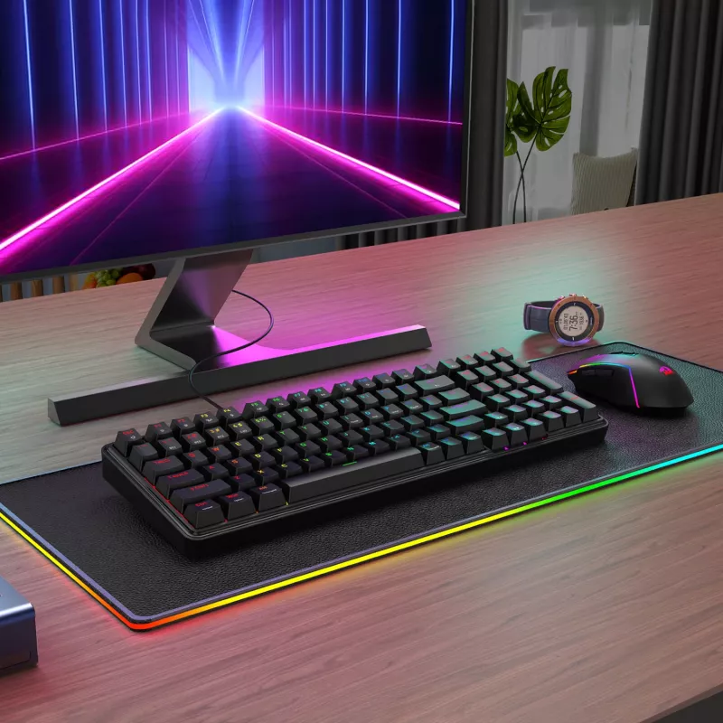 Redragon S162 RGB Conjunto de teclado mecânico gaming sem fios 3 modos e rato - preto