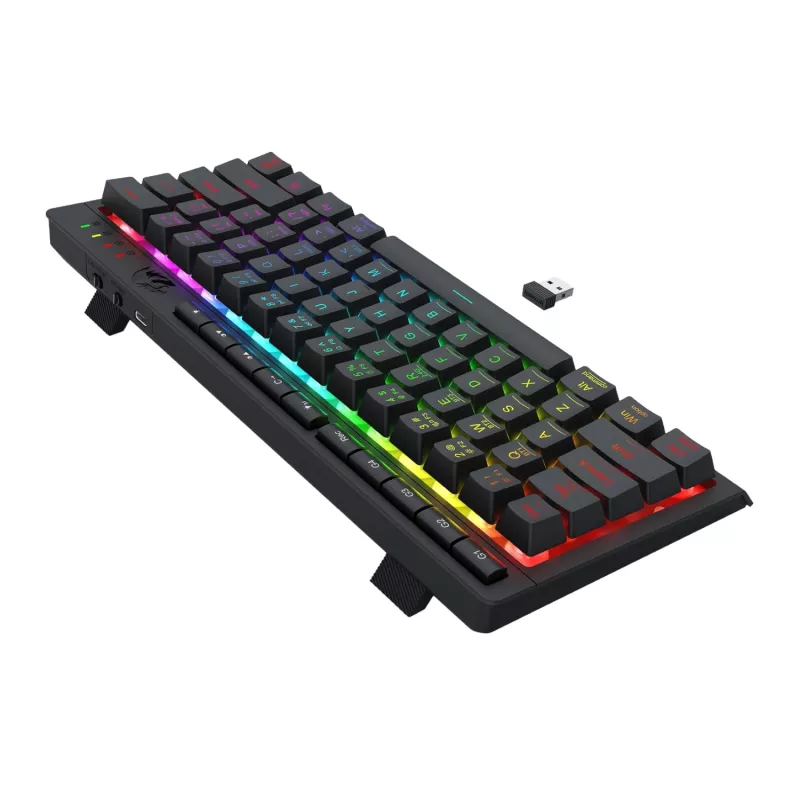 Redragon SHIVA K522 PRO Teclado gaming sem fios RGB - Tri-Mode TKL mecânico, switches Red hot-swappable, preto